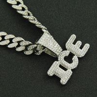 European And American Hip-hop Rock Full Of Diamond Stitching Letter Pendant Men's Necklace main image 5