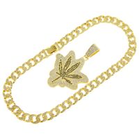 European And American Hip-hop Full Diamond Leaf Maple Leaf Pendant Men's Necklace main image 6