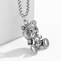 New Toy Letters Flower Face Bear Pendant Titanium Steel Sweater Chain Female main image 5