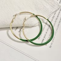 New Exaggerated Big Circle Ear Buckle Fashion White Oil Drip Earrings sku image 4