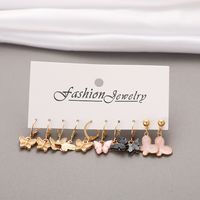 Acrylic Creative Simple Color Butterfly Pendant 5 Pairs Of Earrings Set sku image 1