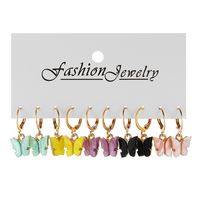 Acrylic Creative Simple Color Butterfly Pendant 5 Pairs Of Earrings Set sku image 2