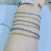 European And American Simple Twist Chain 2-4mm Copper Bracelet Hip Hop Anklet sku image 1