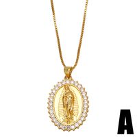 European And American Catholic Virgin Mary Copper Inlaid Zircon Light Luxury Pendant Necklace sku image 1