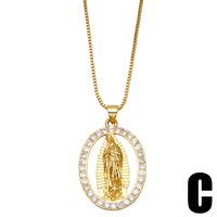 European And American Catholic Virgin Mary Copper Inlaid Zircon Light Luxury Pendant Necklace sku image 3