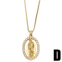European And American Catholic Virgin Mary Copper Inlaid Zircon Light Luxury Pendant Necklace sku image 4