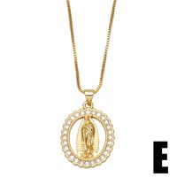 European And American Catholic Virgin Mary Copper Inlaid Zircon Light Luxury Pendant Necklace sku image 5