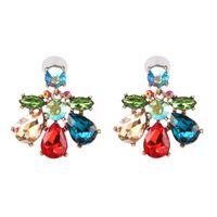 New Creative Jewelry Rhinestone Glass Flower Earrings Personalized Earrings sku image 1