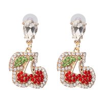 European And American Simple Fruit Handmade Full Diamond Cherry Earrings sku image 1