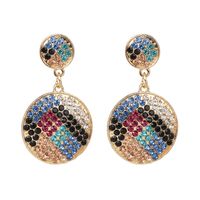 European And American Creative Simple Round Color Diamond Earrings sku image 1