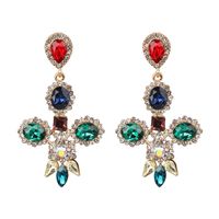 New European And American Creative Personality Cross Diamond Earrings sku image 1