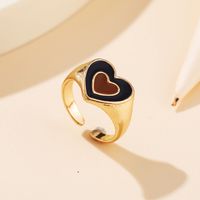 New Black And White Heart Ring Creative Geometric Oil Drop Index Finger Ring sku image 1