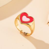 New Black And White Heart Ring Creative Geometric Oil Drop Index Finger Ring sku image 2