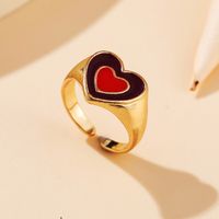New Black And White Heart Ring Creative Geometric Oil Drop Index Finger Ring sku image 3