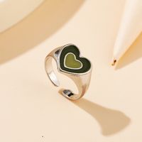 New Black And White Heart Ring Creative Geometric Oil Drop Index Finger Ring sku image 6