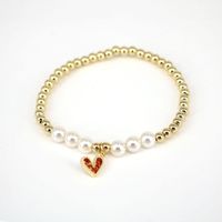 European And American New Pearl Heart-shaped Zircon Color Beaded Bracelet sku image 5