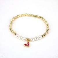 European And American New Pearl Heart-shaped Zircon Color Beaded Bracelet sku image 6