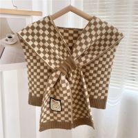 Knitted Wool Shawl Spring And Autumn Checkerboard Plaid Thick Scarf sku image 3