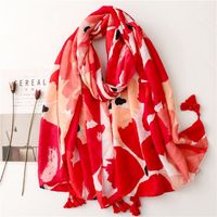Spring And Summer Scarf Retro Red Scarf Bohemian Long Gauze Scarf sku image 1