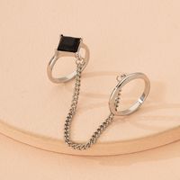 European And American Chain Square Diamond Ring Fashion Ring Trendy Geometric Black Hand Jewelry sku image 1