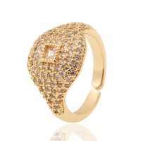 New Fashion Hand Jewelry Copper Platedgold Inlaid Zircon Ring Geometric Ring Couple Ring sku image 1