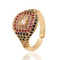 New Fashion Hand Jewelry Copper Platedgold Inlaid Zircon Ring Geometric Ring Couple Ring sku image 2