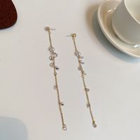 Korean Imitation Pearl Long Chain Earrings sku image 1