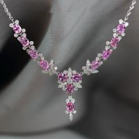 Meet Beautiful Heavy Industry Light Luxury Fairy Butterfly Full Diamond Necklace Micro-inlaid Full Diamond Luxury Argyle Pink Diamond Chain Set sku image 1