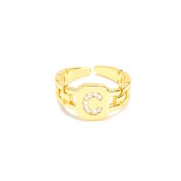 Fashion Men's And Women's Hip-hop 26 English Letters Opening 18k Zircon Copper Ring sku image 3