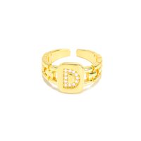 Fashion Men's And Women's Hip-hop 26 English Letters Opening 18k Zircon Copper Ring sku image 4