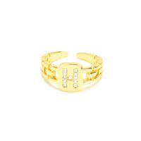 Fashion Men's And Women's Hip-hop 26 English Letters Opening 18k Zircon Copper Ring sku image 8