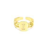 Fashion Men's And Women's Hip-hop 26 English Letters Opening 18k Zircon Copper Ring sku image 9
