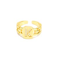 Fashion Men's And Women's Hip-hop 26 English Letters Opening 18k Zircon Copper Ring sku image 11