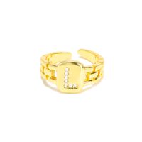 Fashion Men's And Women's Hip-hop 26 English Letters Opening 18k Zircon Copper Ring sku image 12