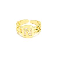 Fashion Men's And Women's Hip-hop 26 English Letters Opening 18k Zircon Copper Ring sku image 14