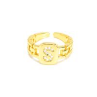Fashion Men's And Women's Hip-hop 26 English Letters Opening 18k Zircon Copper Ring sku image 19