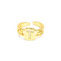 Fashion Men's And Women's Hip-hop 26 English Letters Opening 18k Zircon Copper Ring sku image 20