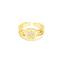 Fashion Men's And Women's Hip-hop 26 English Letters Opening 18k Zircon Copper Ring sku image 23