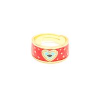Creative Oil Drop Heart Eyes Copper Micro-inlaid Color Zircon Couple Ring Female sku image 1