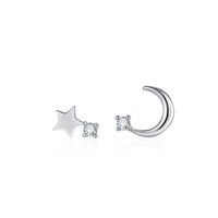 Korean Diamond Star Moon Earrings Fashion Zircon Earrings sku image 1