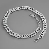 European And American Hip Hop New Cuban Chain Copper Diamond Zircon Men's Bracelet Necklace sku image 1