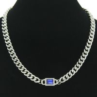 European And American Hip-hop Personality Trendy Cool Sapphire Cuban Chain Necklace Female sku image 1