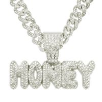 Hip-hop Full Diamond Letter Pendant Punk Wide Cuban Chain Men's Necklace sku image 4