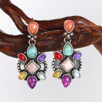 Colored Bohemia Retro Gemstone Earrings Drop Earring sku image 1