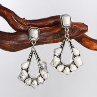Ancient Style Ivory White Turquoise Earrings Exaggerated Drop Earring sku image 3