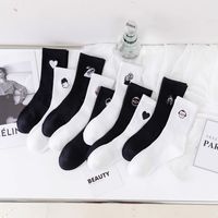 Fashion Black And White Cartoon Embroidery High-top Breathable Comfortable Cotton Socks main image 1
