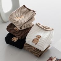 Fashion Embroidery Cartoon Bear Solid Color Cotton Socks main image 4