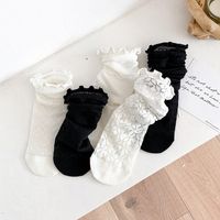 Socks Female Lace Black And White Middle Tube Net Yarn Breathable Pile Socks Wholesale main image 3