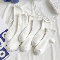 Simple White Socks Female Fashion Medium Tube Thin Section Breathable Cotton Socks main image 4