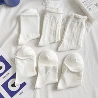Simple White Socks Female Fashion Medium Tube Thin Section Breathable Cotton Socks main image 5